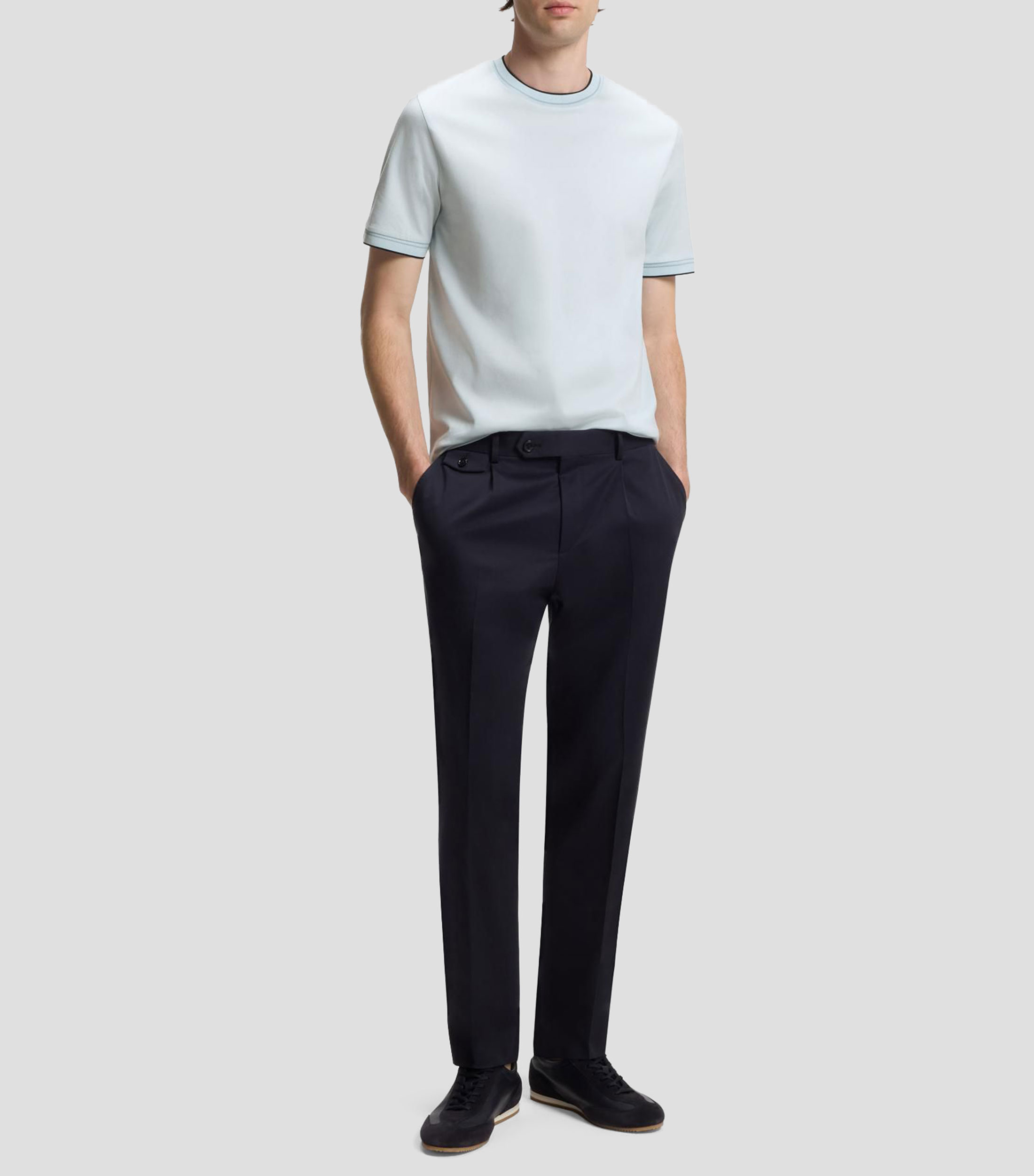 Playera slim de algodón con cuello redondo Hombre